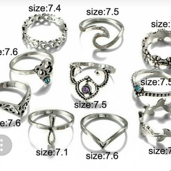 💍Boho Vintage Silver Stackable Rings - Picture 2 of 3